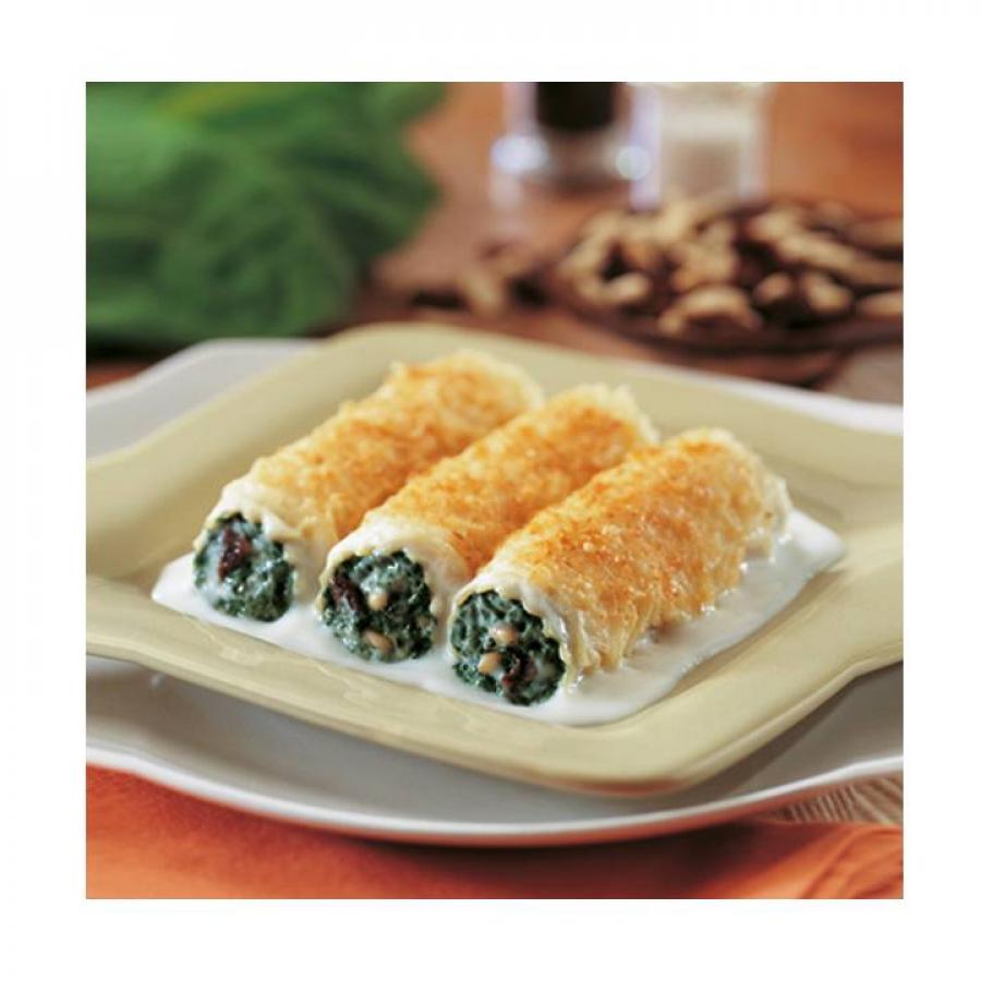 Canelons d'espinacs amb beixamel gratinats